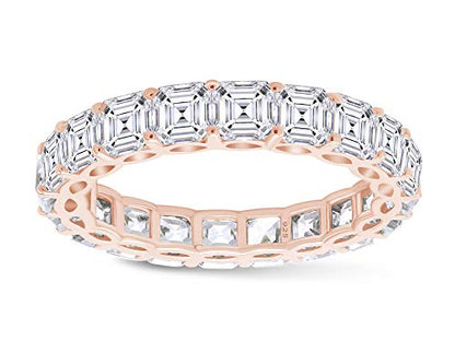 Jewel Zone US Asscher Cut White Cubic Zirconia Eternity Band Ring in 14k Gold Over Sterling Silver - color: rose-gold-plated-silver