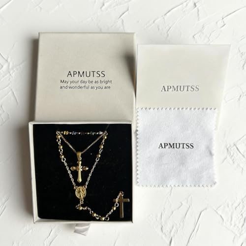 Layered Necklace for Women, Cross Pendant Y Necklace Set, 18K Gold Plated Dainty Stackable Jewelry Gift for Everyday Wear - style: 3PCS - E