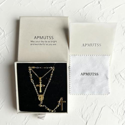 Layered Necklace for Women, Cross Pendant Y Necklace Set, 18K Gold Plated Dainty Stackable Jewelry Gift for Everyday Wear - style: 3PCS - E