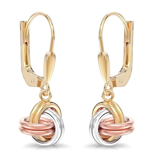 LeCalla 925 Sterling Silver Leverback Drop Earrings | Lightweight Italian Teardrop Dangle Earring for Women - color: Love-Knot Drop