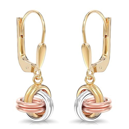 LeCalla 925 Sterling Silver Leverback Drop Earrings | Lightweight Italian Teardrop Dangle Earring for Women - color: Love-Knot Drop