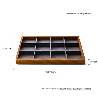 Oirlv Solid Wood Jewelry Tray,Jewelry Drawer Organizer,12 Grid(Grey) | Stackable Design,for Jewelry Necklaces Bracelets and Watches,Organizing and Presentinge Legantly on Dressers&in Dresser - color: Grey 12 grid tray