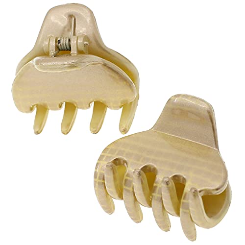 Camila Paris CP3198 French Small Hair Clips for Women, 1" Set of 2 Small Claw Clip Fashion Styling Mini Hair Clip Accessories for Women, Strong Hold No Slip Grip Cute Claw Clips, Made in France - color: Cobra Beige 1" 2PK