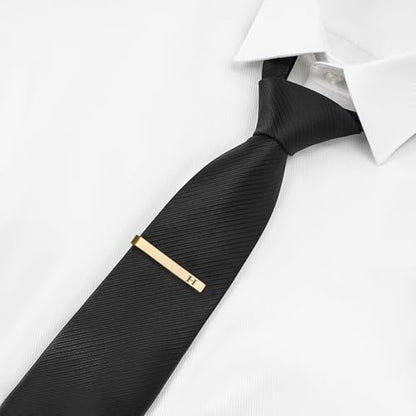 GWD Stainless Steel Tie Clips for Men Personalized Initial Tie Clip Classic Tie Bar Set - color: H
