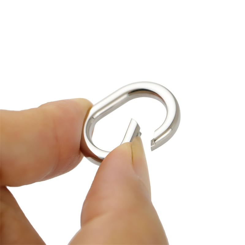1Pc Oval Spring Clasps Clips Connector Rings for Keychain DIY Crafts (Silver-I) - color: Silver-I