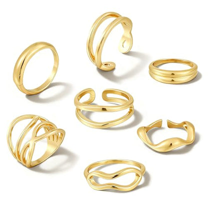 FAXHION 25 PCS Gold Stackable Rings Set for Women, Simple Twist Knuckle Finger Ring Trendy, Dainty Stacking Statement Thumb Rings Pack Jewelry Gift - color: Gold-Irregular