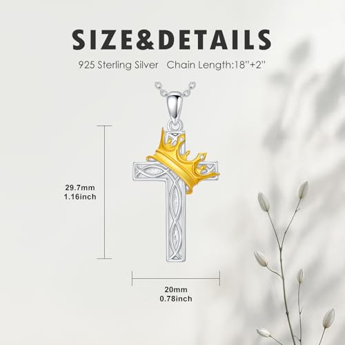 Cross Necklace for Men Women 925 Sterling Silver Cross Pendant Necklace Christian Religious Jewelry Gifts for Anniversary - color: 12-Crown Celtic Knot Cross