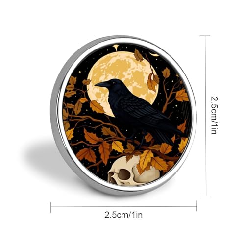 Gothic Raven Flowers Badge Pin Round Badge Metal Button Badges Brooch Lapel Pin for Men Women 1 Inch - color: style-4