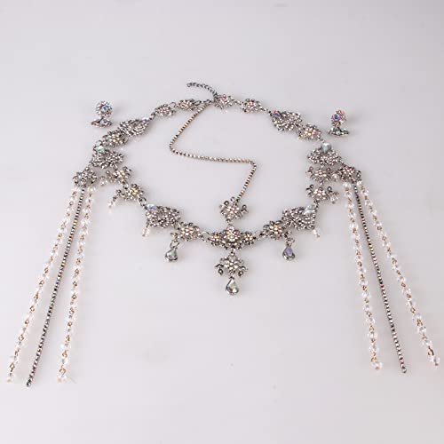 Bridal Headband and Earrings Crystal Jewelry Set Wedding Headpiece for Women Brides Tiara Rhinestone Hair Accessories - color: Silver