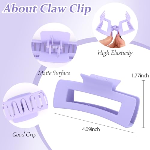 YISSION Claw Clip and Satin Scrunchie Set, 2 Pack Lavender Purple Hair Accessories, No Damage Hair Ties Non Slip Large Hair Clips for Women Girls Thick Thin Hair Daily Wear Party Wedding - color: Purple