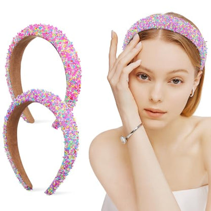 Beaupretty Fashionable Wide-Edged Headbands for Women 2 Pcs Non-Slip Padded Hair Accessories for Parties and Holidays