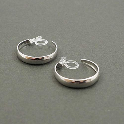 Women's Twisted Invisible Hoop Clip On Earrings Gold Silver Textured Comfortable Non Pierced Earrings - color: Hoop2 Silver