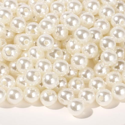 500PCS Pearl Beads for Jewelry Making 12mm Large Jewelry Beads Bulk | Round Faux Pearls Beads with Holes for Bracelet Necklace Earrings Crafting - color: ivory(12mm)