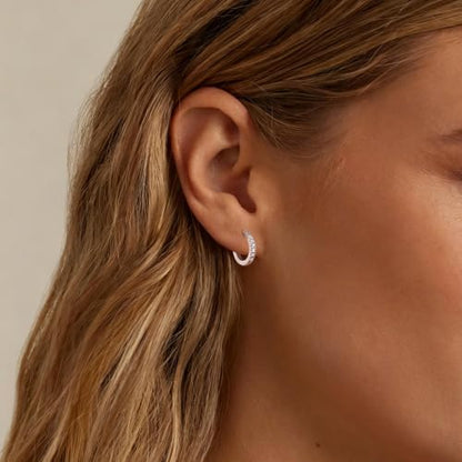 micuco 3 Pairs Small Hoop Earrings Tiny Cartilage Earrings for Women Men | Cubic Zirconia Earrings Huggie Hoop Ear Piercing Earrings for 8mm 10mm 12mm - color: 18# Silver 12mm