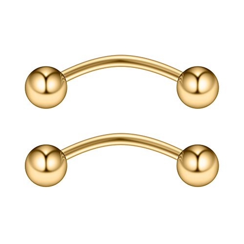 Ruifan 12pcs Surgical Steel Tiny Curved Eyebrow Ear Navel Belly Lip Ring Barbell Piercing Jewelry 20g 6mm/8mm/10mm - style: 12PCS - 20G 3/8" w Balls