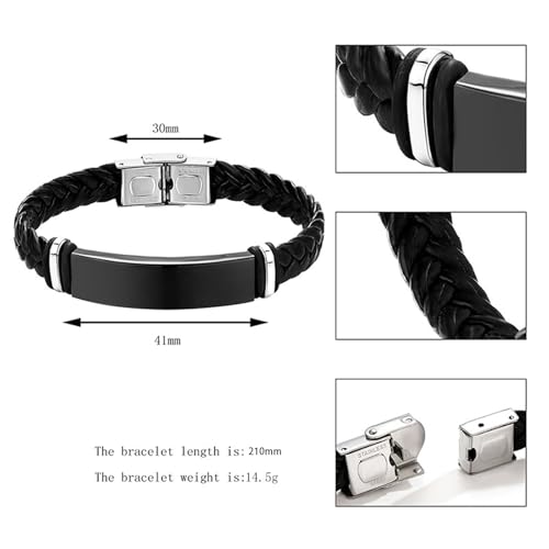 Let Them Infinity Leather Bracelet, Self Worth Motivation Bracelet Stainless Steel Black Braided Leather Bangle Bracelets Handmade Engraved Inspirational Friendship Jewelry Gift for Men - style: Style B