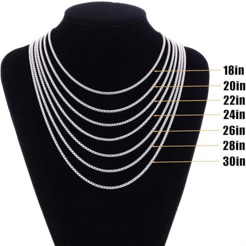 Fiusem Pendant Necklace for Men, Stainless Steel Bar Chain | Silver Tone/14k Gold Plated/Black Mens Pendant Necklaces with 2.5mm Box Chain, Jewelry Gifts 18-28 Inch - color: silver, size: 20 Inches, style: Clasp Diamond Rectangle