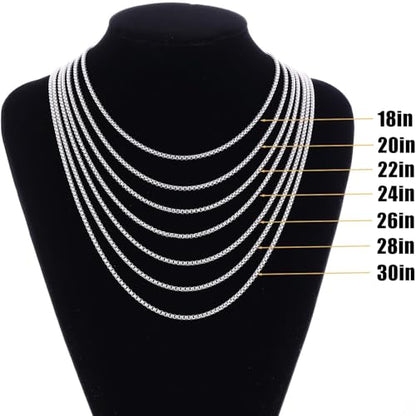Fiusem Pendant Necklace for Men, Stainless Steel Bar Chain | Silver Tone/14k Gold Plated/Black Mens Pendant Necklaces with 2.5mm Box Chain, Jewelry Gifts 18-28 Inch - color: silver, size: 20 Inches, style: Clasp Diamond Rectangle