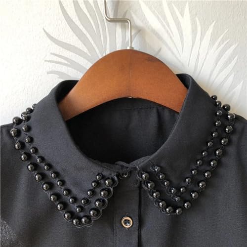 Verdusa Women's Fake Collar Detachable Dickey Collar Half Shirts Blouse - color: Beaded Black