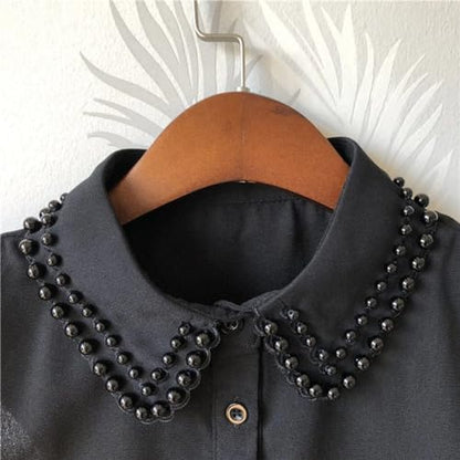 Verdusa Women's Fake Collar Detachable Dickey Collar Half Shirts Blouse - color: Beaded Black