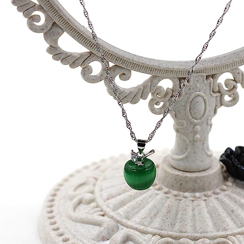 Uloveido Apple Necklace and Earrings Set for Women Cute Apple Jewelry Set for Teacher Mom YL007 - color: Dark Green
