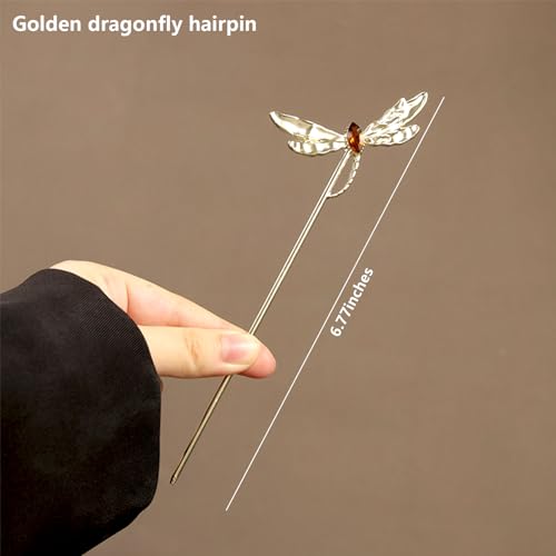 2 Pcs Hair sticks for buns,French hair pins for women,Buns and Updos with No Hair Damage,Metal Dragonfly French Pin Great Hold,Suitable for fine & thick hairUS300