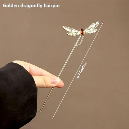 2 Pcs Hair sticks for buns,French hair pins for women,Buns and Updos with No Hair Damage,Metal Dragonfly French Pin Great Hold,Suitable for fine & thick hairUS300