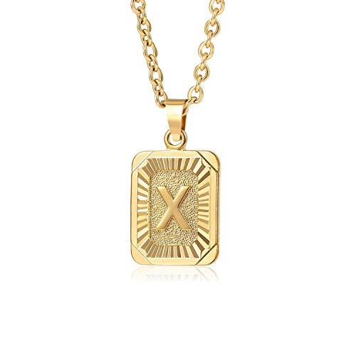 Glimmerst Initial Pendant Necklace 18K Gold Plated Stainless Steel Letter Necklace Personalizd Name Necklace for Women - style: Gold X
