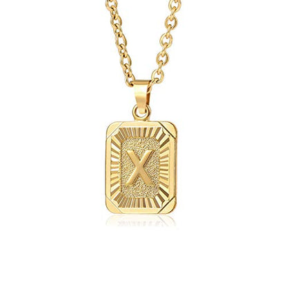 Glimmerst Initial Pendant Necklace 18K Gold Plated Stainless Steel Letter Necklace Personalizd Name Necklace for Women - style: Gold X