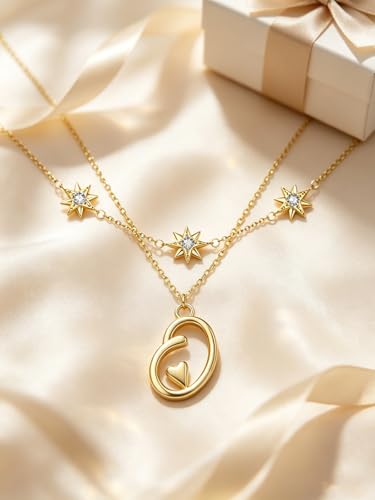 14K Gold A-Z Initial Lette Necklace Star Choker Women Necklace | Personalized Initial Jewelry, Meaningful Name Letter Gift for Women Wife Mom Friend, Perfect Present For Birthday/Anniversary - style: 14K Gold-O