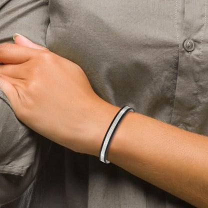 Hammered & Brushed Cuff Bangle in Stainless Steel with Black IP Plating