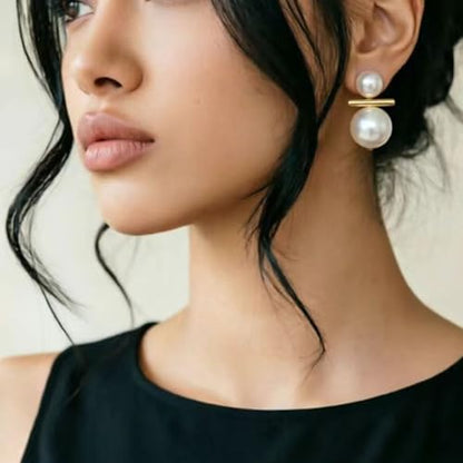 Vintage Big Pearl Stud Earrings For Women White Round Pearls Earrings Faux Pearl Charm Round Bridal Earring Prom Wedding Jewelry