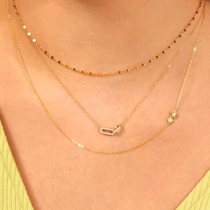 Zeffy Diamond Necklaces for Women, Dainty Gold Necklace 18k Gold Plated Layered Necklaces Simple Gold CZ Diamond Pendant Necklaces for Women Trendy Jewelry Gifts for Girls - color: Gold Diamond Paperclip Necklace
