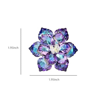 Crystal Flower Brooch Pin for Women Dress Suit Bag Hat Broochs Pins Christmas Brooch Pin Wedding Party Birthday Dance Jewelry Accessories - color: Purple Flower Brooch Pin A