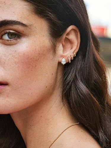 4Pairs Statement Gold Hoop Earrings for Women Trendy,Surgical Steel Gold Plated Hoop Hypoallergenic Earrings Set,Titanium Hoops Earring Stacks,CZ Cartilage Huggie Hoops Earring Gifts for Girlfriend - color: 4 Pairs hoop earrings -D