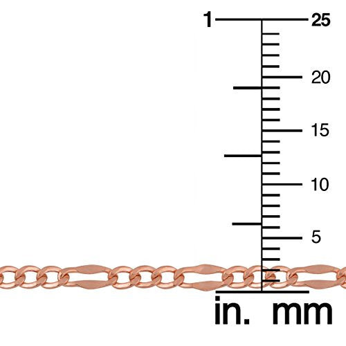 Kooljewelry 14k Rose Gold Figaro Link Chain Anklet (2.3 mm, 10 inch)