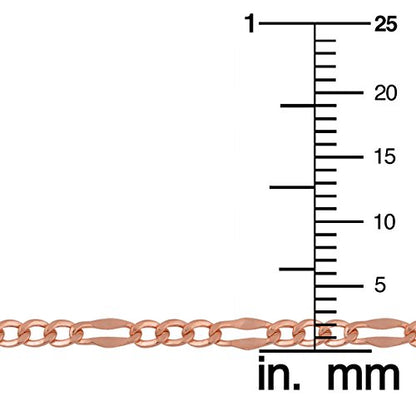 Kooljewelry 14k Rose Gold Figaro Link Chain Anklet (2.3 mm, 10 inch)