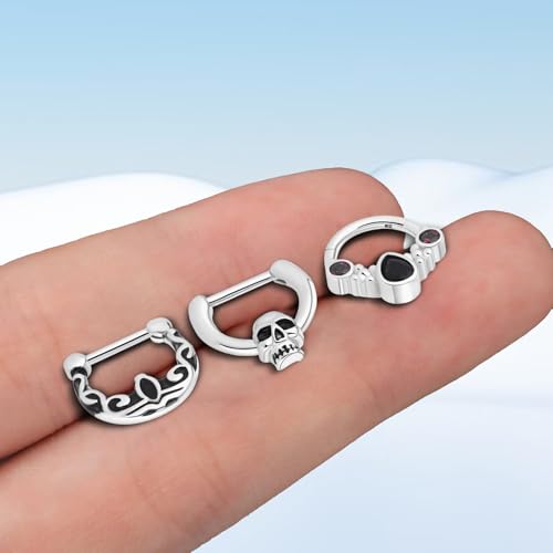 15PCS 14K Gold Plated Nose Rings Studs Set for New Piercing Beginners - color: 3pcs-Silver-septum rings