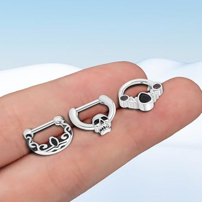 15PCS 14K Gold Plated Nose Rings Studs Set for New Piercing Beginners - color: 3pcs-Silver-septum rings