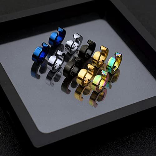 10 Pieces Non-Piercing Earrings Ear Clip Fake Ear Hoops for Men and Women Stainless Steel - color: 5 Pairs Set