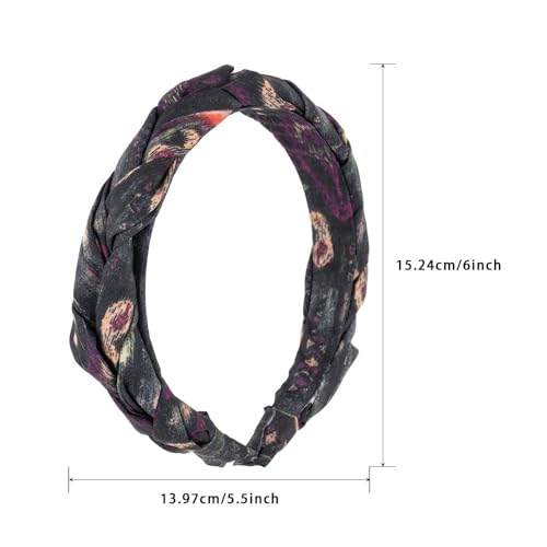 Madison Tyler Boho Headbands - Top Knot With Rhinestones, Non Slip for Outdoor & Party (Purple & Black) - color: Purple and Black
