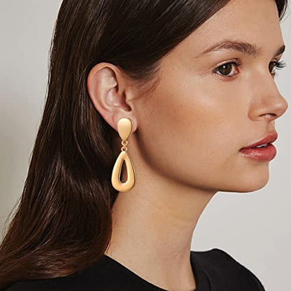 MUYAN Gold Clip On Drop Earrings for Women Non Piercing Dangle Earrings Fashion Jewelry - color: A Clip Gold