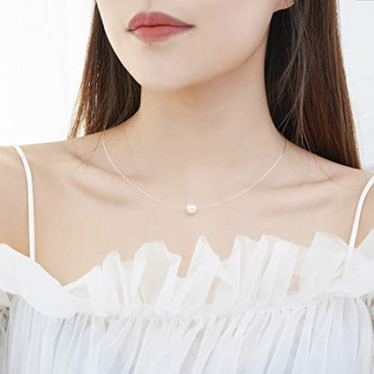 Starain 8 Pcs Fishing Line Necklace for Women Single Moon Star Cubic Zircon Pendant Choker Necklace Set - color: Siver