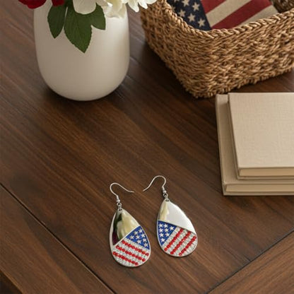 4th of July Earrings,Patriotic Dangle Stud for Women, Fourth of July Jewelry for Veterans Day - color: D