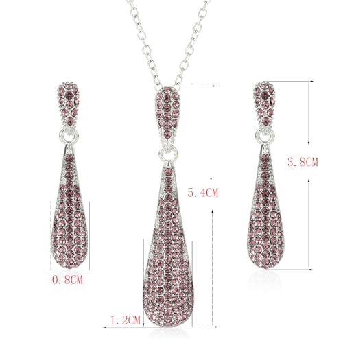 YINLI Full Crystal Rhinestone Gem Tear Drop Pendant Necklace Earrings Jewelry Sets - style: Style13
