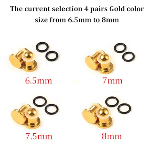 LADEMAYH Comfy Dead Stretching Ear Tapers Stretching Kit, Small Gaps Packed, 0.5mm Increments, Surgical Stainless Steel 316L, Flat Top Ear Plugs, Pain-Free Body Piercing Jewelry for Women & Mens - color: Gold, size: 6.5-8mm 8pcs