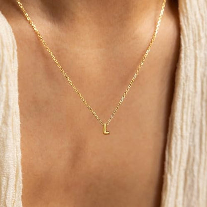Initial Necklaces for Women Bubble Gold Silver Letter Necklace Dainty Personalized Charm Pendant Name Necklace Cute Non Tarnish Fashion Accessories Teen Gift Trendy Stuff Jewelry Gifts - color: Gold, style: L