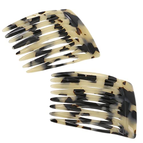 Camila Paris CP3349 French Hair Side Comb Handmade Small White Tokyo French Twist Hair Combs Decorative, Strong Hold Hair Clips for Women Bun Chignon Up-Do Girls Hair Accessories, Made in France - color: White Tokyo