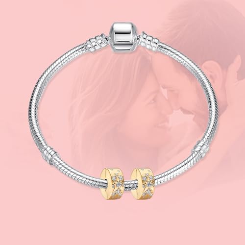 S925 Bead Pendant Charms for Bracelets Necklaces, Compatible with Pandora, Jewelry Making DIY - style: Star Clip 14K Gold Plated