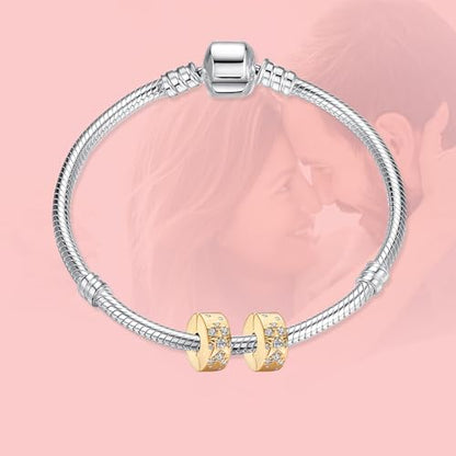 S925 Bead Pendant Charms for Bracelets Necklaces, Compatible with Pandora, Jewelry Making DIY - style: Star Clip 14K Gold Plated